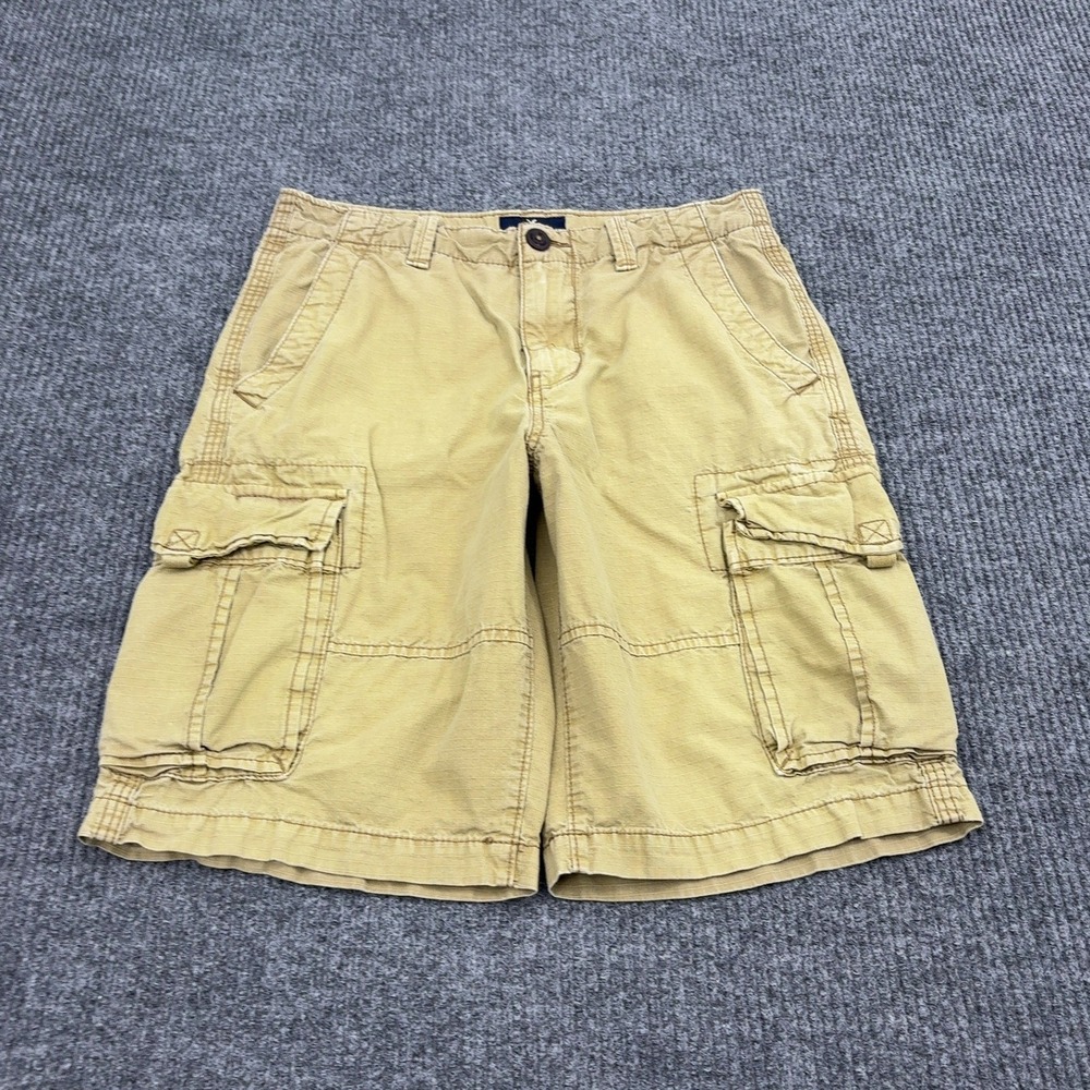 American Eagle Cargo Shorts Mens 28β Khaki Cotton Ripstop Longboard Gorpcore